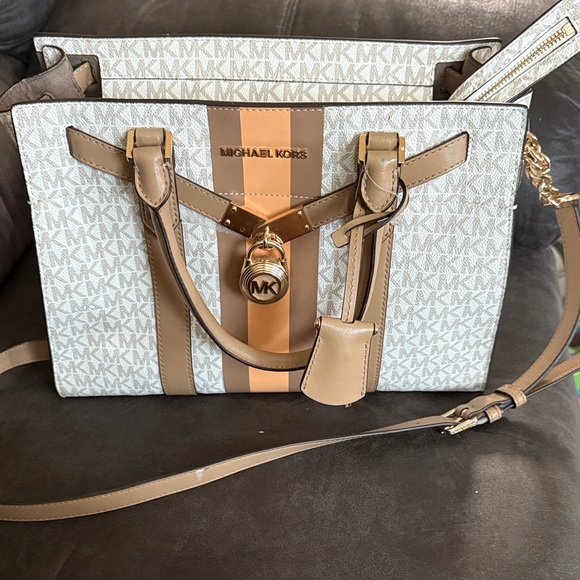 Michael Kors Cream and Tan Satchel - Picture 1 of 3